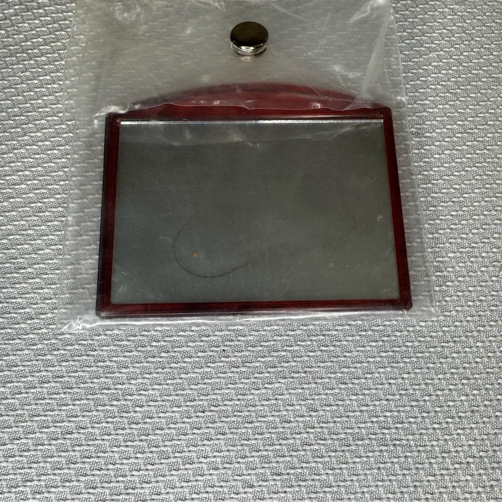 Vintage Etienne Aigner Gray Leather Wristlet Clutch Bag Mirror 1980s
